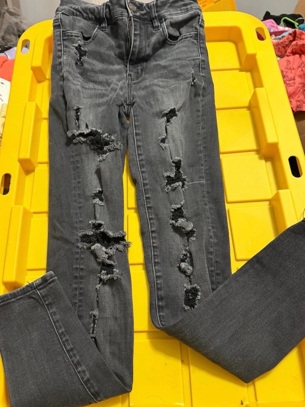 American Eagle Outfitters Distressed Washed Black Skinny Jeans